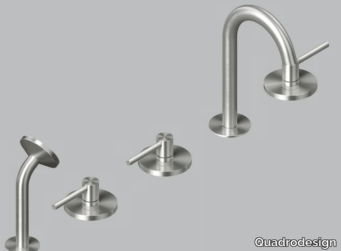 FFQT 21 98 - Deck mounted stainless steel bathtub tap with individual rosettes _ Quadrodesign