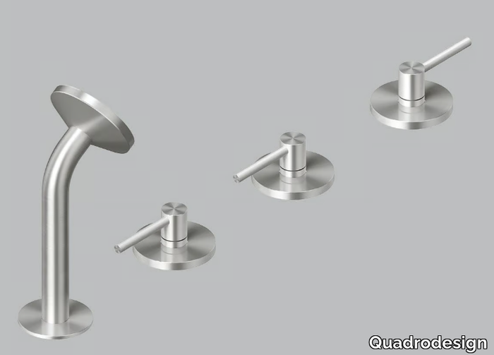 FFQT 21 99 - Deck mounted stainless steel bathtub tap with individual rosettes _ Quadrodesign