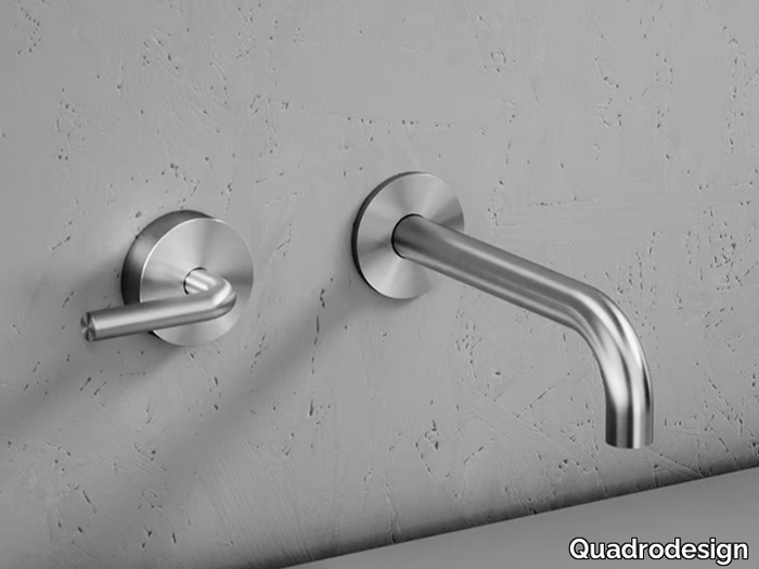 LEVO 14 10.00 - Wall-mounted hydroprogressive stainless steel washbasin mixer _ Quadrodesign