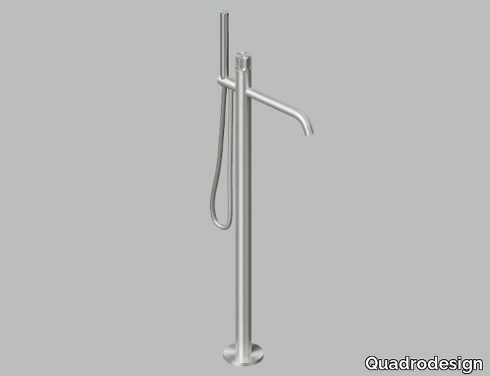 MODO 17 62 - Floor standing stainless steel bathtub mixer with hand shower _ Quadrodesign