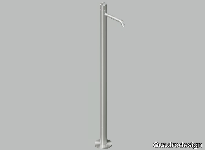 STEREO 16 05T - Floor standing single handle stainless steel washbasin mixer _ Quadrodesign