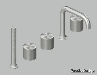 STEREO 16 95 - Stainless steel bathtub set with hand shower _ Quadrodesign