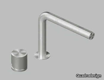 STEREO 16 07T - Countertop stainless steel washbasin mixer _ Quadrodesign