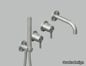 VOLCANO 36 69.00 - Wall-mounted stainless steel bathtub set with hand shower _ Quadrodesign