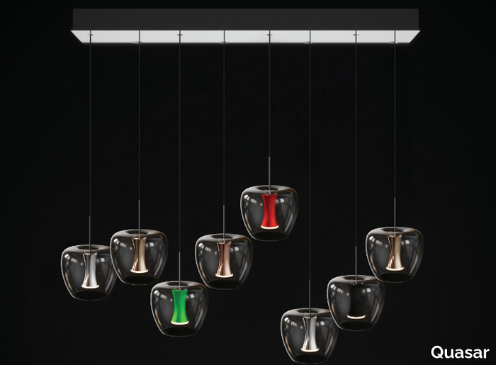APPLE MOOD SMALL CANOPY - LED glass and aluminium pendant lamp _ Quasar