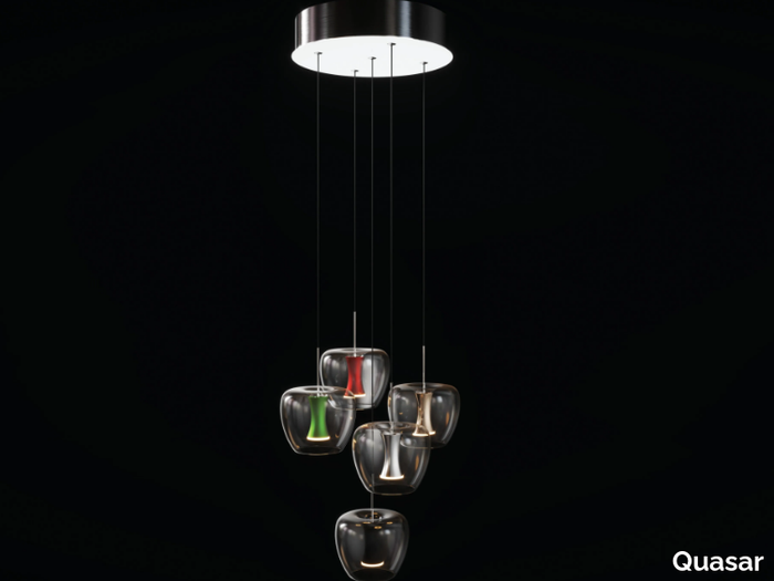 APPLE MOOD SMALL ROUND - LED glass and aluminium pendant lamp _ Quasar