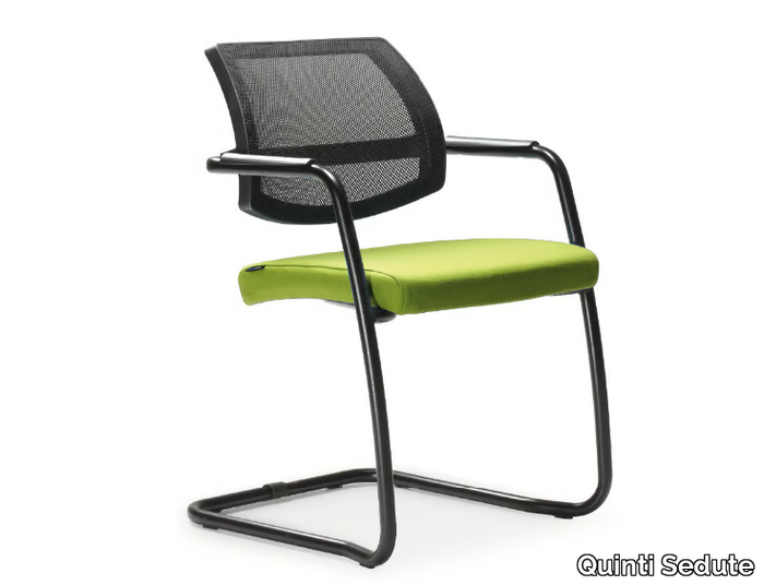 HOST - Stackable cantilever mesh chair with armrests _ Quinti Sedute