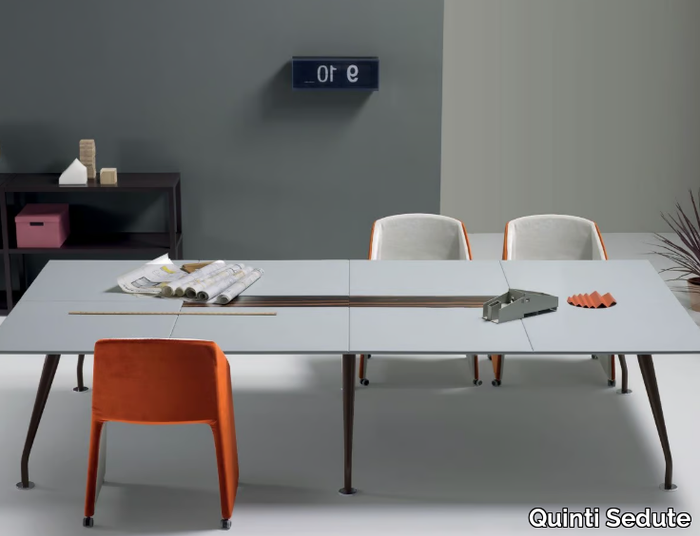 INFINITY - Rectangular modular leather meeting table _ Quinti Sedute