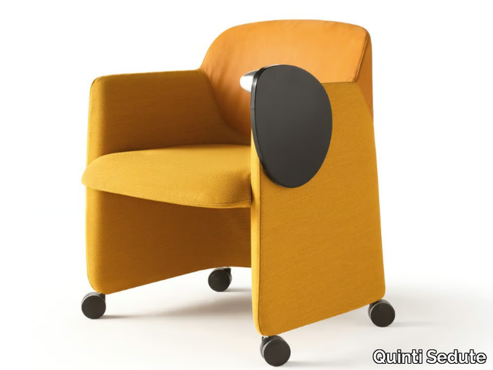 DEEP TUBE - Fabric easy chair with castors with armrests _ Quinti Sedute