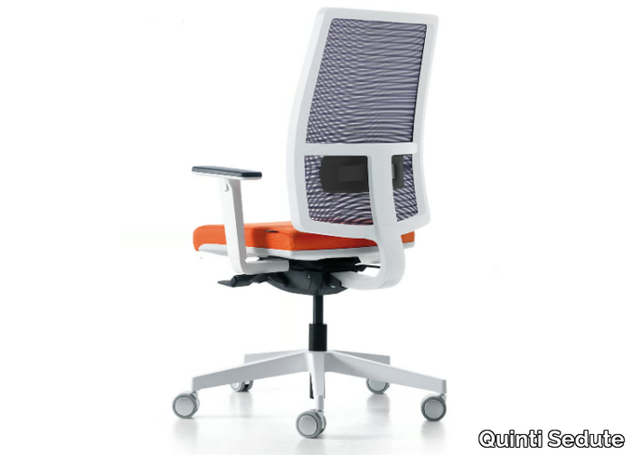 SUGAR NET WHITE - Height-adjustable office chair with armrests with 5-Spoke base _ Quinti Sedute
