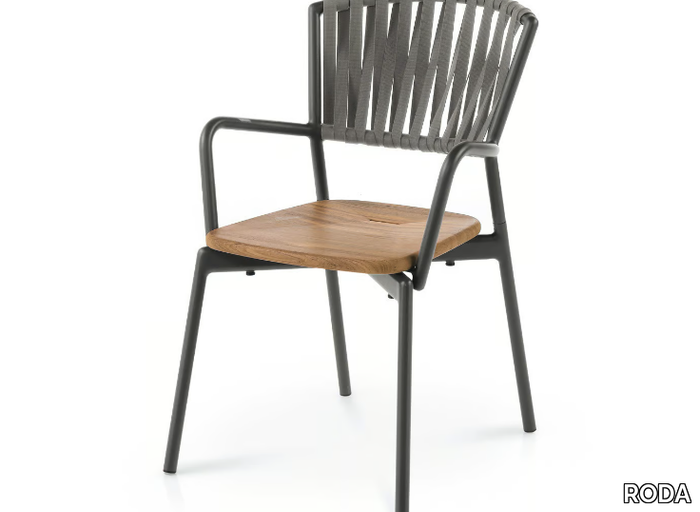 PIPER 121 - Polyester and teak garden chair with armrests _ RODA