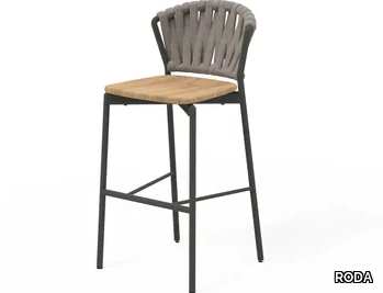 PIPER 250 - High stool in aluminum and teak _ RODA