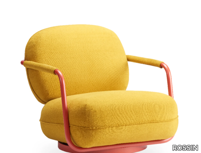 PILÙ - Swivel fabric easy chair with armrests _ ROSSIN