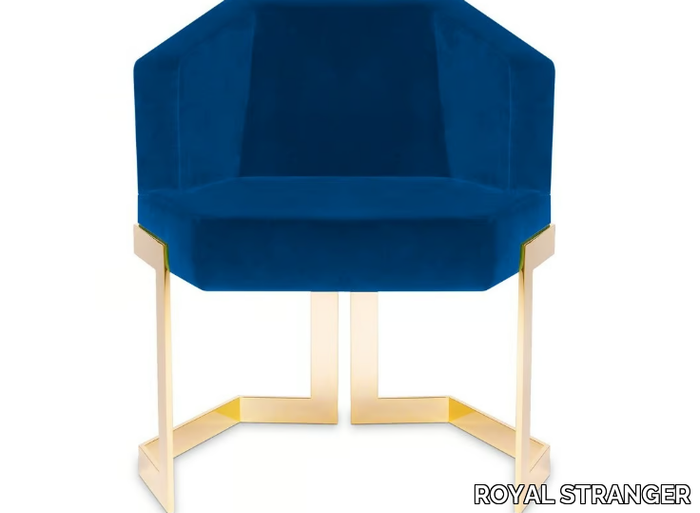 THE HIVE - Upholstered leather easy chair with brass base _ ROYAL STRANGER