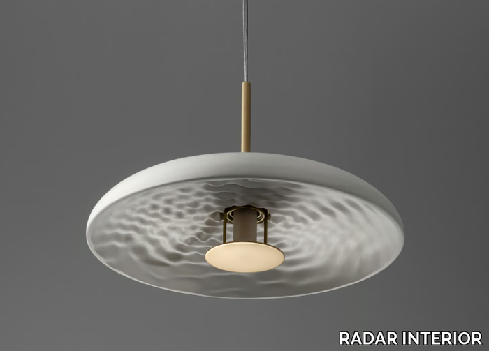PULSE 40 - Stucco and brass LED pendant lamp _ RADAR INTERIOR