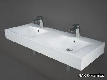 RAK-DES - Wall-mounted double rectangular washbasin _ RAK Ceramics