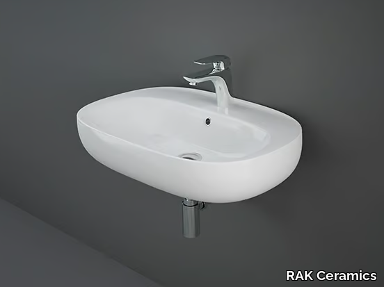 RAK-ILLUSION - Wall-mounted oval ceramic washbasin _ RAK Ceramics