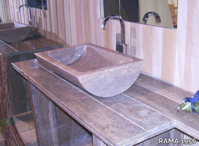 EPSYLON - Countertop rectangular natural stone washbasin _ RAMA 1956