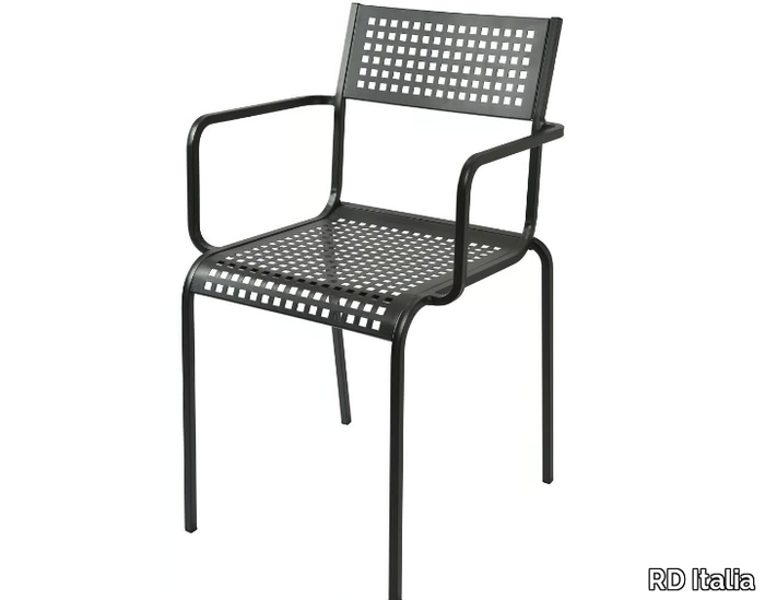 MONELLA 2 - Stackable galvanized steel garden chair with armrests _ RD Italia