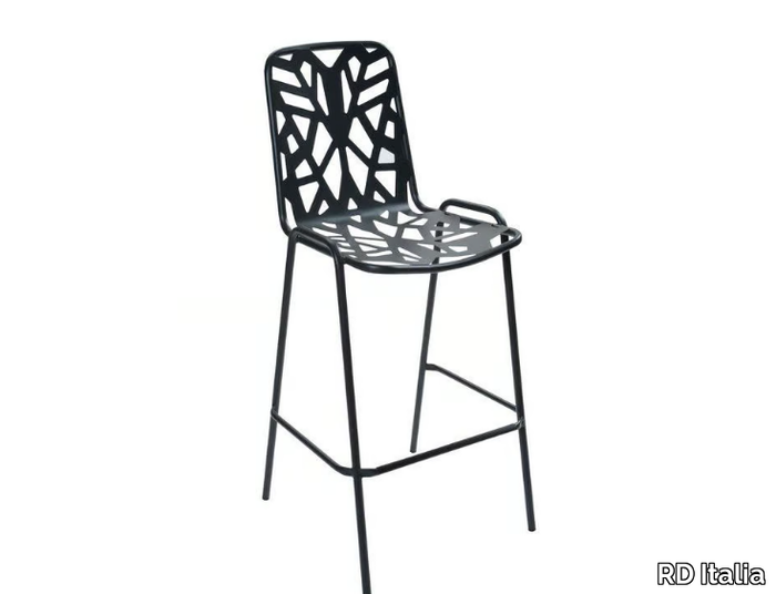 FANCY LEAF 75 - Stackable high perforated metal garden stool _ RD Italia