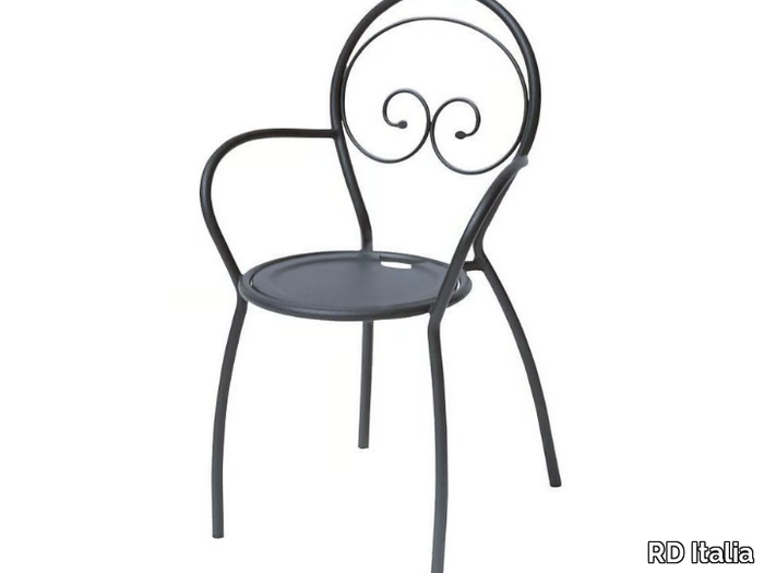 FIONA 2 - Stackable galvanized steel garden chair with armrests _ RD Italia