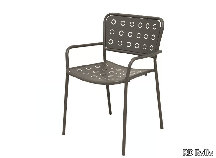 POP 2 - Stackable galvanized steel garden chair with armrests _ RD Italia