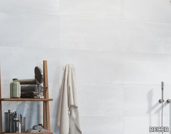 GRAND - White-paste wall tiles with concrete effect _ RECER