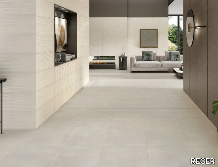 GRAND CONCRETE - White-paste wall/floor tiles with concrete effect _ RECER