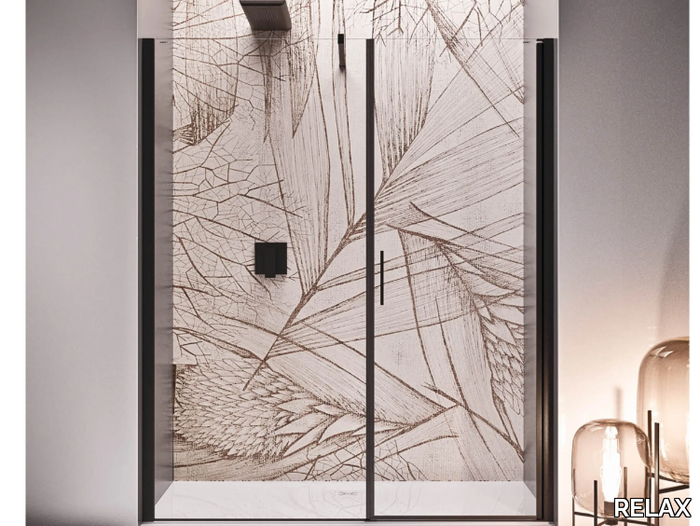 WALL PL - Niche crystal shower cabin with hinged door _ RELAX