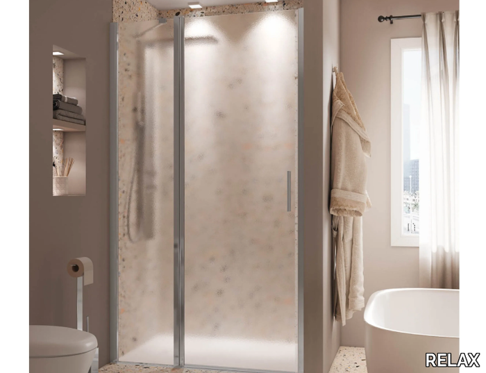 LIGHT PB - Niche shower cabin with hinged door _ RELAX