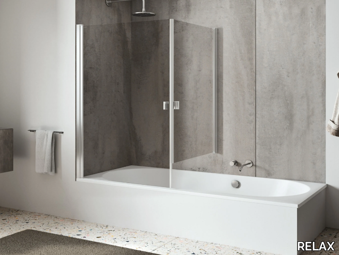 LIGHT VP1 + VP2 - Glass and aluminium bathtub wall panel with hinged doors _ RELAX