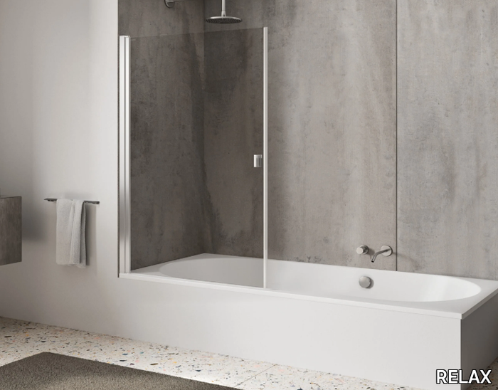 LIGHT VP2 - Glass and aluminium bathtub wall panel with hinged doors _ RELAX