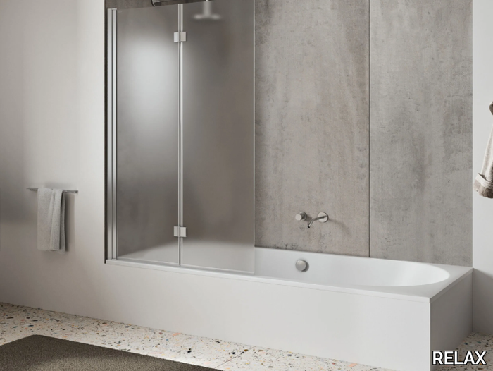 LIGHT VS - Folding glass and aluminium bathtub wall panel with folding door _ RELAX