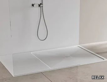 LAGO PLUS - Anti-slip rectangular Solid Surface shower tray _ RELAX