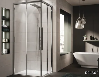 EVOX A+A - Corner crystal shower cabin with sliding door _ RELAX