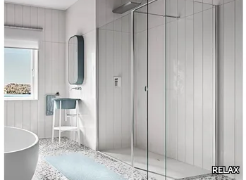 WALL PA+F - Corner crystal shower cabin with hinged door _ RELAX