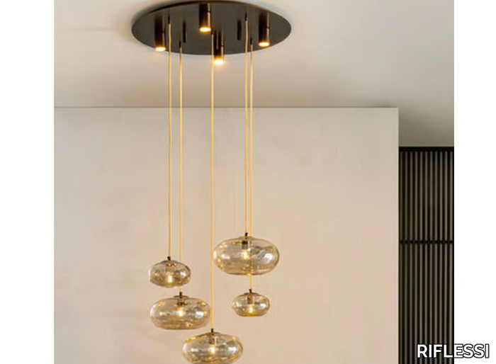 NUBOLA S5 - Blown glass pendant lamp _ RIFLESSI