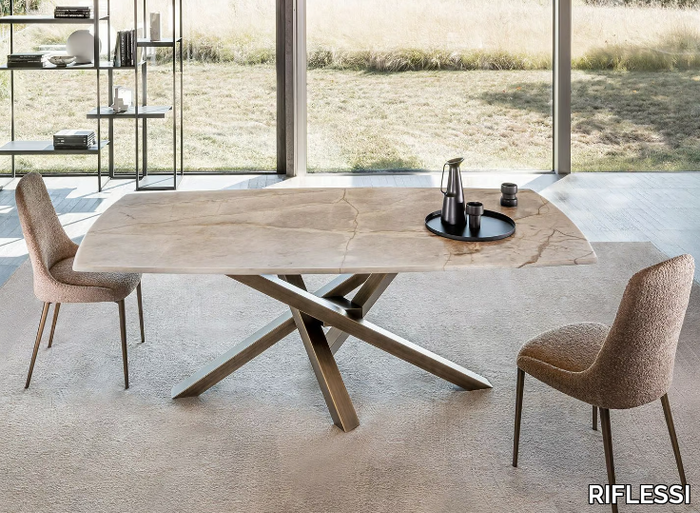 SHANGAI - Fixed table with natural stone top _ RIFLESSI