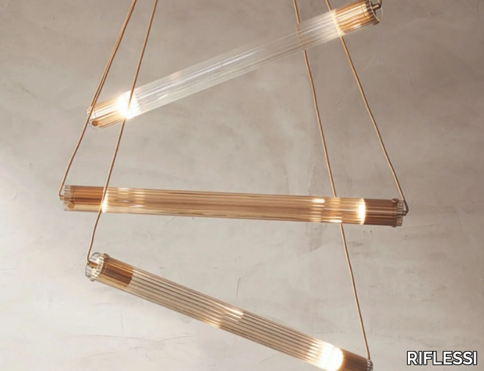 TUBE S3 - Borosilicate glass pendant lamp _ RIFLESSI