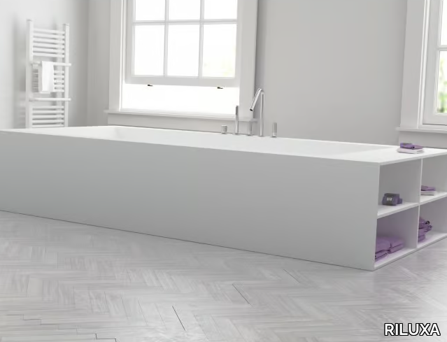 B-FLAT - Freestanding rectangular custom Corian® bathtub _ RILUXA