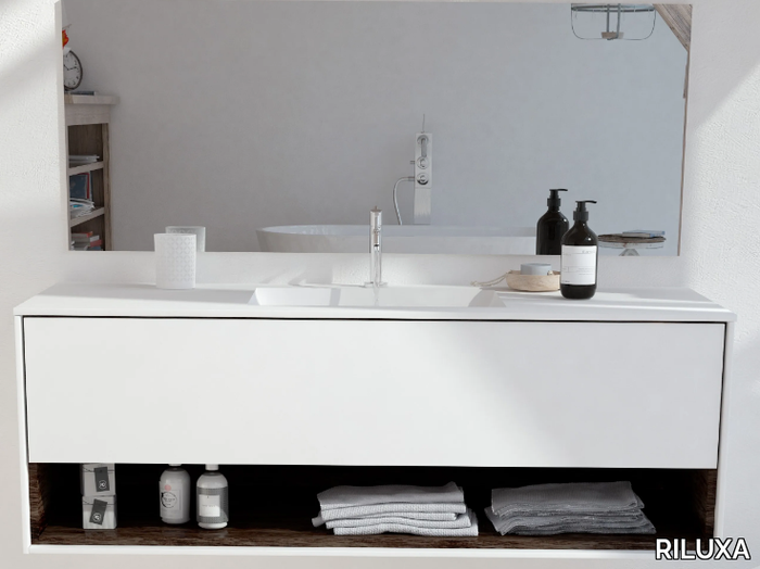 TORONTO CARTHAGE - Single wall-mounted Corian® vanity unit _ RILUXA