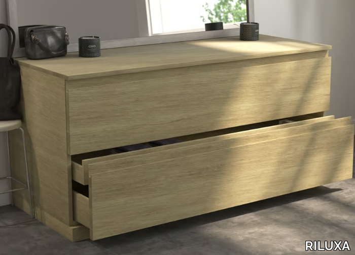 MODULO WOOD - Floorstanding oak bathroom cabinet with drawers _ RILUXA