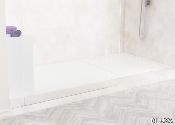 NANTES - Corner rectangular Corian® shower tray _ RILUXA