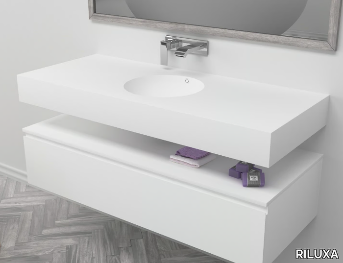 RELAX - Wall-mounted single round Corian® washbasin _ RILUXA