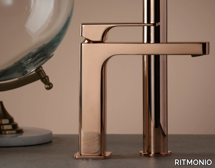 GLITTER ROSE GOLD - Countertop single handle washbasin mixer _ RITMONIO