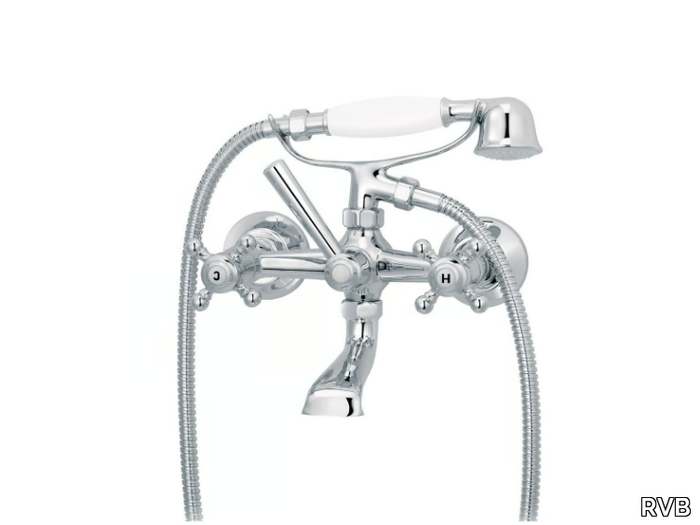 1920-1921 - 2 hole wall-mounted bathtub mixer with hand shower _ RVB