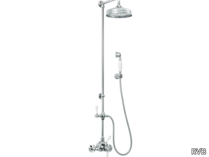 1935 LIMOGES - Wall-mounted thermostatic brass shower panel with overhead shower _ RVB