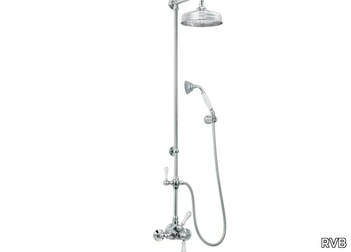 FLAMANT BUTLER - Wall-mounted brass shower panel with overhead shower _ RVB