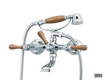 1935 WOOD - 2 hole bathtub mixer with hand shower _ RVB