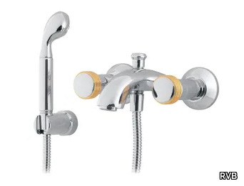 AMBOISE - 2 hole wall-mounted bathtub mixer with hand shower _ RVB